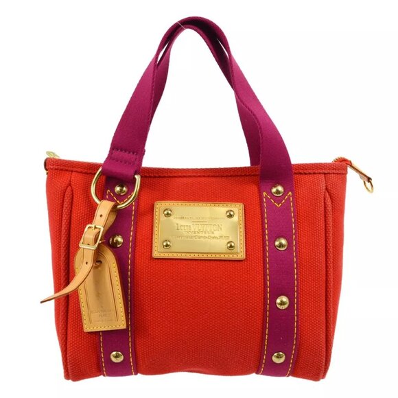 Louis Vuitton Red Purple Antigua Cabas PM Tote Bag - Picture 1 of 9